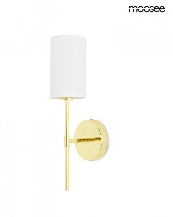 Lampa ścienna kinkiet metalowy złoty elegancki klasyczny minimalistyczny biały abażur Moosee IMPERIO MSE1501100572 KingHome
