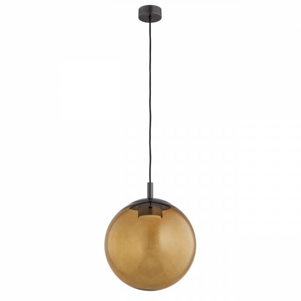 Designerska lampa wisząca szklana kula bursztynowa szczotkowany tytan SACRAMENTO 8831 Argon