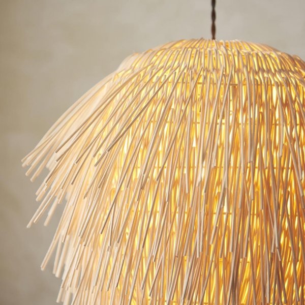 Lampa wisząca okrągła tropikalna naturalna z rattanu boho designerska rustykalna Pushpa 109204 ENDON