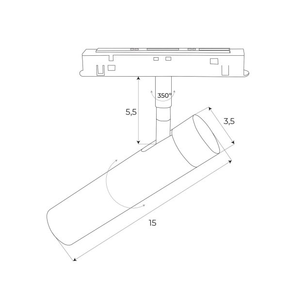 Reflektor do szynoprzewodu magnetycznego LED złota tuba minimalistyczna nowoczesna regulowana system DALI On-Off M0049D MAXLIGHT