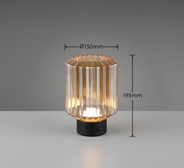 Dekoracyjna Lampka Stołowa LED Bursztynowy Szklany Klosz LORD R57761113 RL