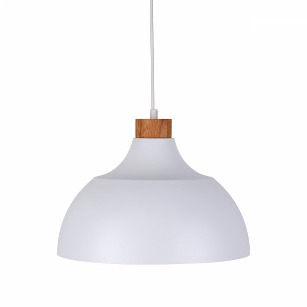 Minimalistyczna lampa wisząca w stylu skandynawskim biała z elementem drewnianym CAP WHITE 2070 TK-Lighting 