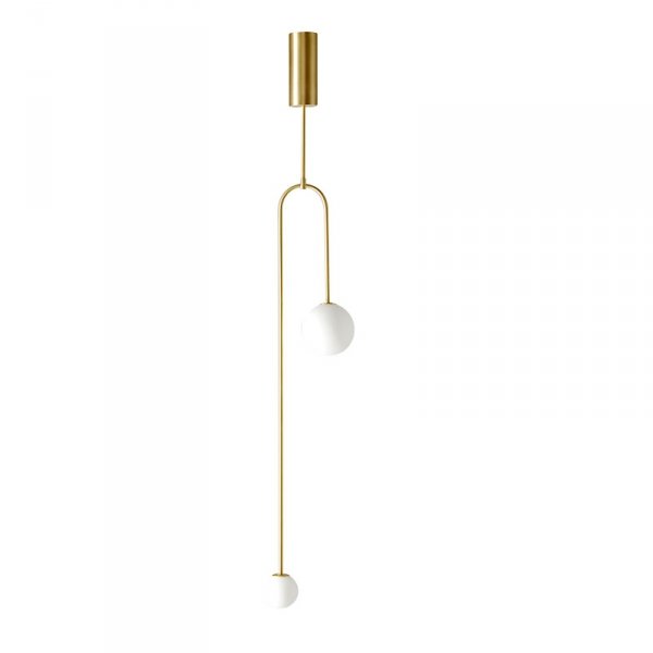 Złota dekoracyjna nowoczesna lampa wisząca molekularna białe szklane kule minimalistyczna uniwersalna LOOP ST-8928S brass Step Into Design
