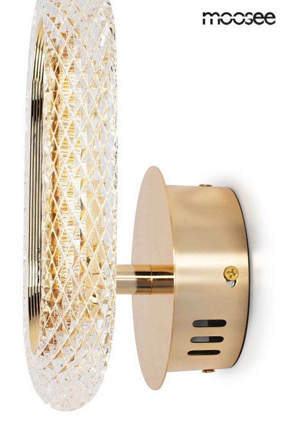 Złoty Kinkiet Ścienny Glamour LED Elementy Kryształowe JEWEL MSE010100319 MOOSEE