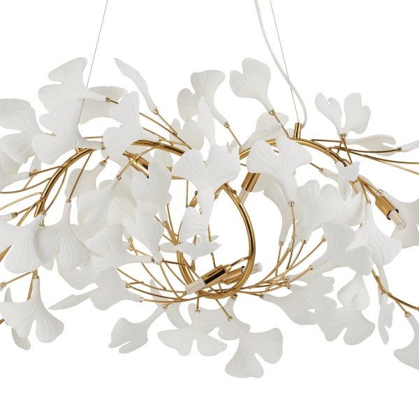  Dekoracyjna nowoczesna biała lampa wisząca ceramiczne listki 7 źródeł światła podłużna designerska boho BOTANIKA XY080P-120 Step Into Design