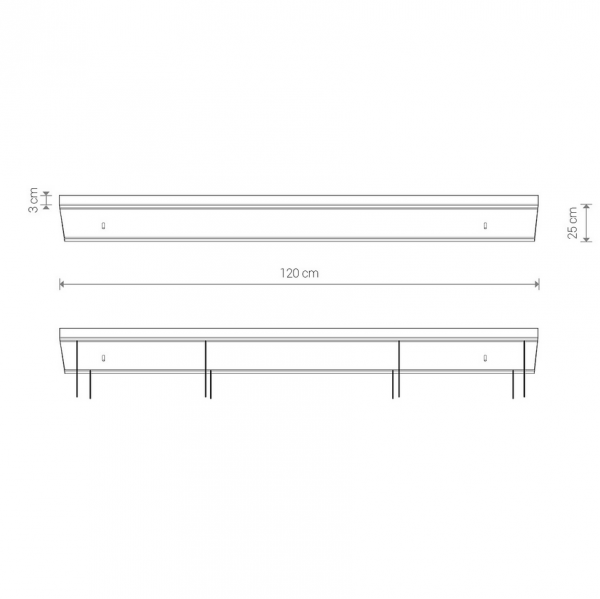 Biała prostokątna podsufitka natynkowa 120cm max 12 lamp do systemu CAMELEON CANOPY C 1200 WHITE 8555 Nowodvorski Lighting