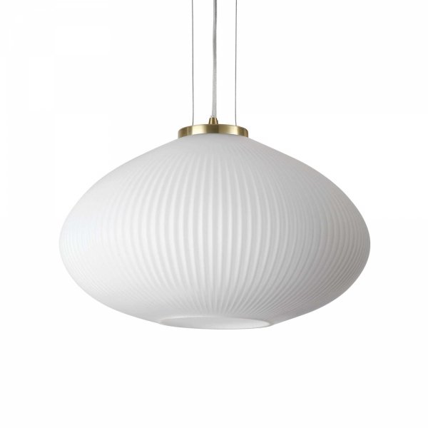 Szklana lampa wisząca mosiądz Plisse sp1 d45 Ideal Lux 285191 nad stół wyspę jadalniana