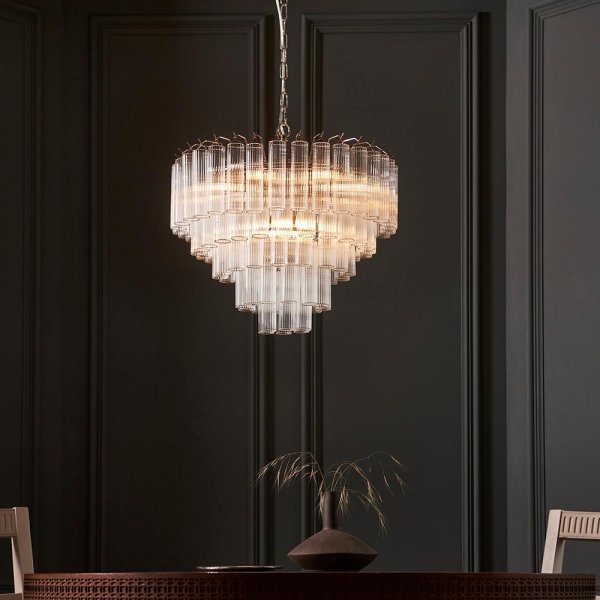 Szklana lampa wisząca rurki niklowana okrągła designerska nowoczesna Toulouse 104090 ENDON