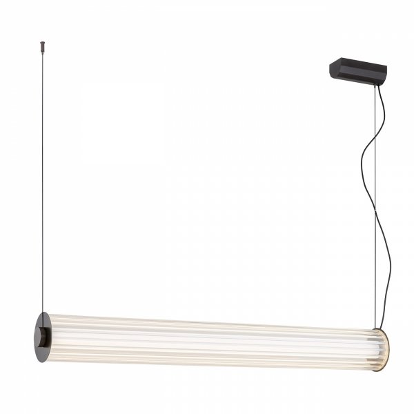 Efektowna lampa wisząca z ryflowanego transparentnego szkła tuba 80 cm tytan szczotkowany LED HAMPTON 8628 Argon