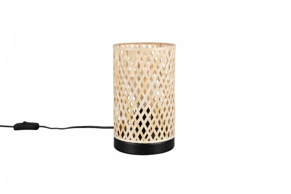 Lampka stołowa nocna pleciona bambusowa kolor naturalny tuba boho rustykalna industrialna minimalistyczna klasyczna LAURENT R56091932 Rl 