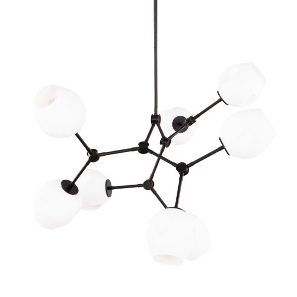 Czarna nowoczesna lampa wisząca szklane białe klosze Ferral Italux PND-75075-8-BK-WG do salonu jadalniana