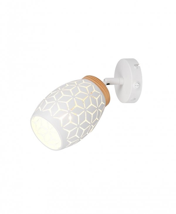 Nowoczesny kinkiet lampa ścienna biała regulowana tuba klasyczna w stylu orientalnym metalowa drewniany dekor BIDAR R81571731 Rl