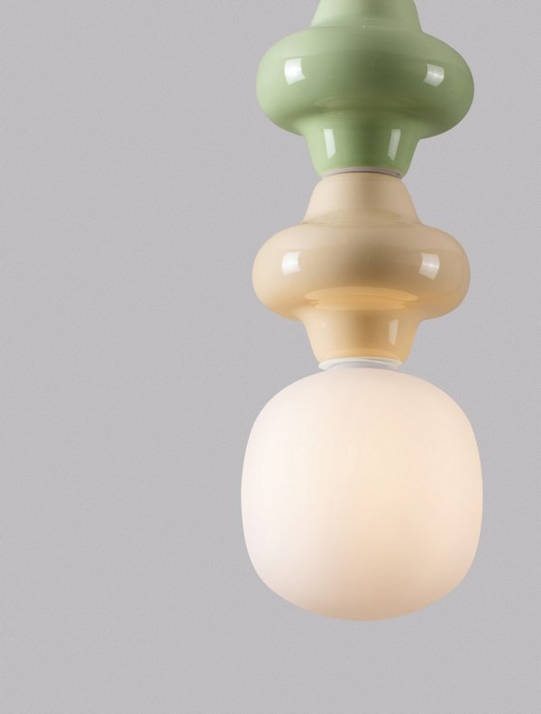 Designerska Lampa Wisząca z Ceramiki Beżowo Zielona Luces Exclusivas VILROSA LE44564