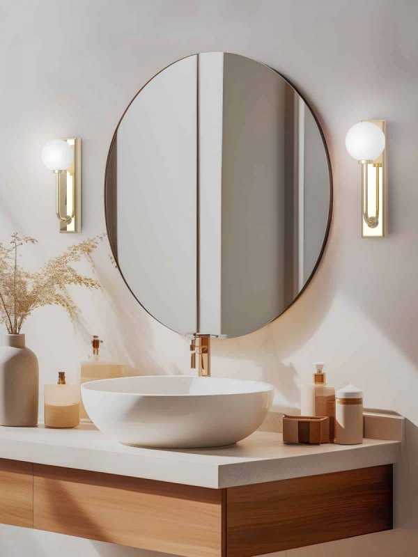 Kinkiet do łazienki złoty Art Deco szklana kula ERO Parette Gold IP44 OR85617 Orlicki Design 