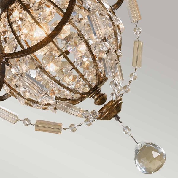 Lampa wisząca Bellini 1 źródło światła Oksydowany brąz kryształy vintage glamour FE-BELLINI-P FEISS
