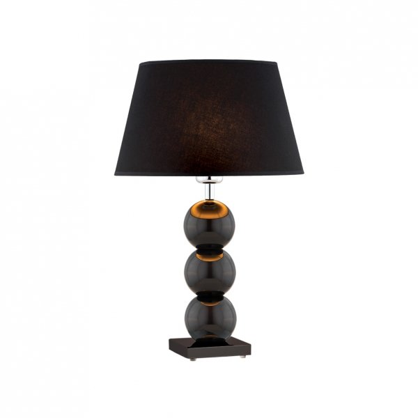 Lampa stołowa lampka nocna elegancka finezyjna szklane czarne kule podstawa tkaninowy czarny abażur FUDŻI 3623 Argon