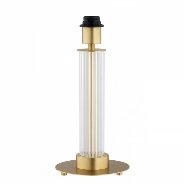 Duża lampa stołowa lampka nocna transparentne ryflowane szło różowy abażur satyna mosiądz szczotkowany HAMPTON 8542 Argon