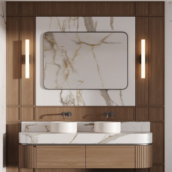 Stylowy nowoczesny designerski kinkiet LED do łazienki w kolorze chrom szklany ryflowany klosz LINEA LP-0510/1W-45 CH CCT Light Prestige IP44