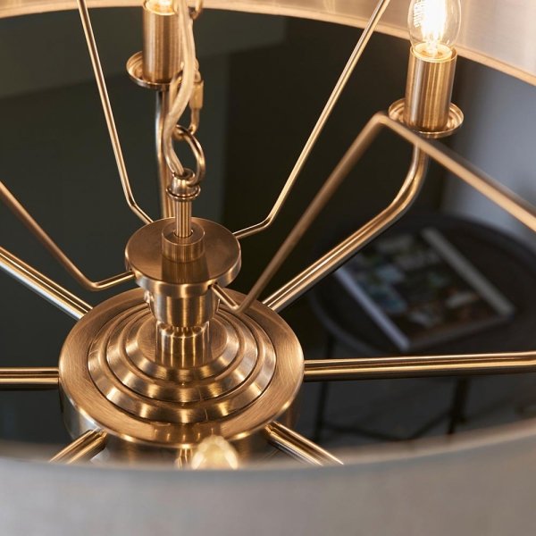 Lampa wisząca abażurowa lniana okrągła chromowana minimalistyczna klasyczna HIGHCLERE 99152 ENDON 