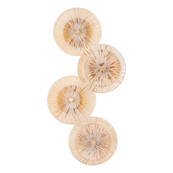 Luxusowy mosiężny kinkiet ścienny szklane bursztynowe klosze LUXIO-4 LED ST-3315-4 copper Step Into Design