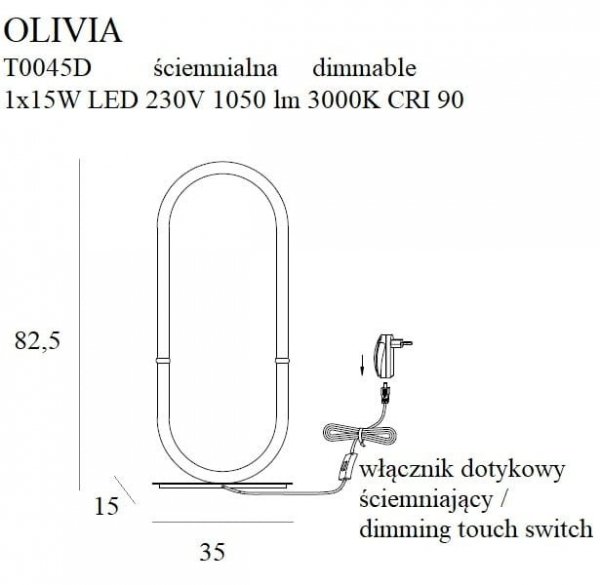 Designerska Złota Lampa Stołowa Glamour LED MAXLIGHT OLIVIA T0045D 