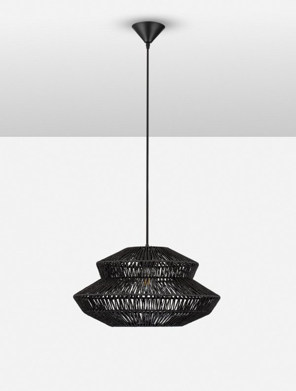 Lampa wisząca pleciona boho rustykalna industrialna nad stół do salonu sypialni ściemnialna Luces Exclusivas 
