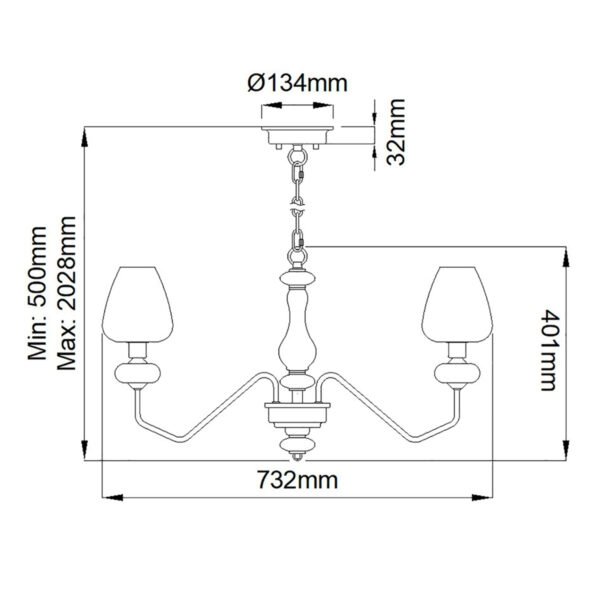 Żyrandol Armand - 5 źródeł światła - Polerowany nikiel szklane klosze w kształcie kielicha industrialny nowoczesny dworkowy DL-ARMAND5-PN ELSTEAD LIGHTING