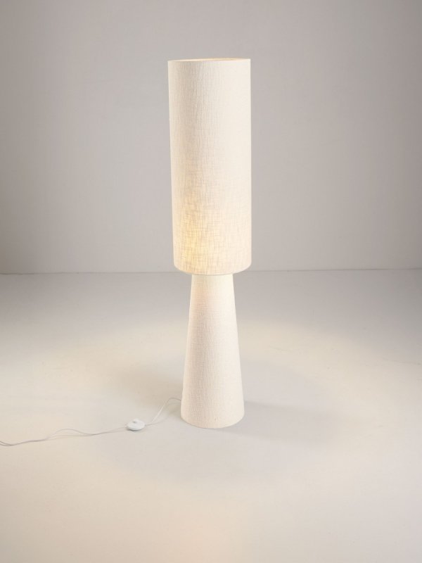 Lampa podłogowa stojąca lniana abażurowa biała rystykalna boho industrialna Luces Exclusivas