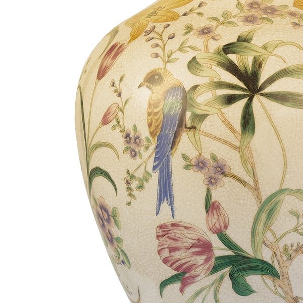 Ceramiczna Lampka Stołowa Abażurowa Z Kwiatowym Wzorem MIMOSA MIM4202 DAR LIGHTING