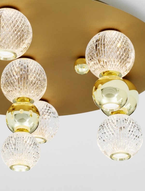 Złoty Plafon Kryształowe Kule Glamour LUCES EXCLUSIVAS PONCE LE42706 Molekularna Lampa Art Deco