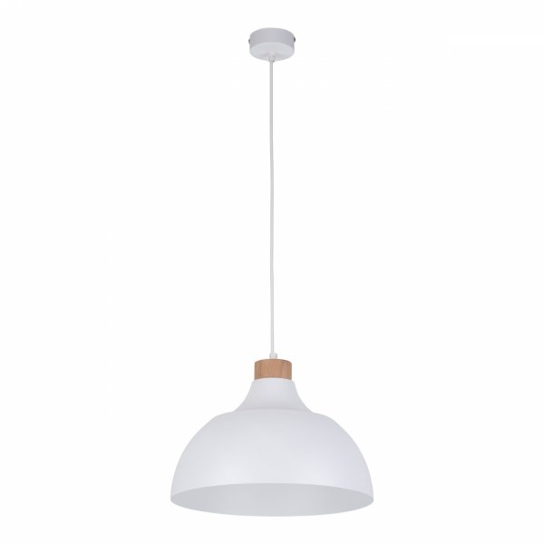 Minimalistyczna lampa wisząca w stylu skandynawskim biała z elementem drewnianym CAP WHITE 2070 TK-Lighting 