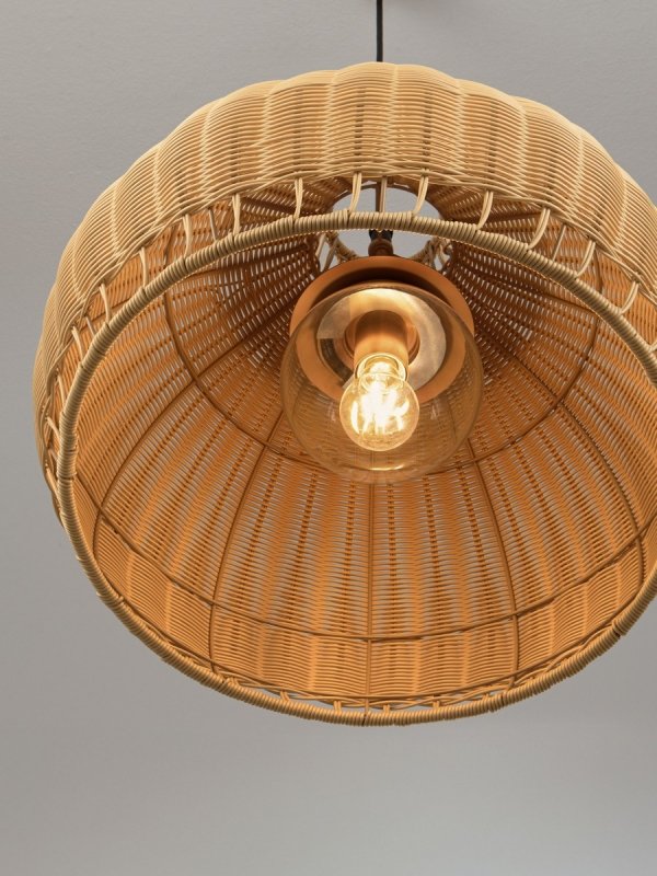 Lampa wisząca beżowa boho pleciona okrągła 51cm IP65 minimalistyczna Luces Exclusivas