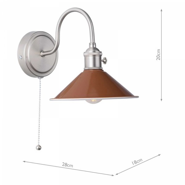 Chrom Kinkiet Ścienny Vintage Czerwony Klosz HADANO HAD0761-08 DAR LIGHTING