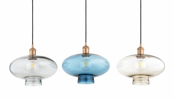 Szklana lampa wisząca TRESCO 8981 Argon Dymione Szkło Miedziane detale