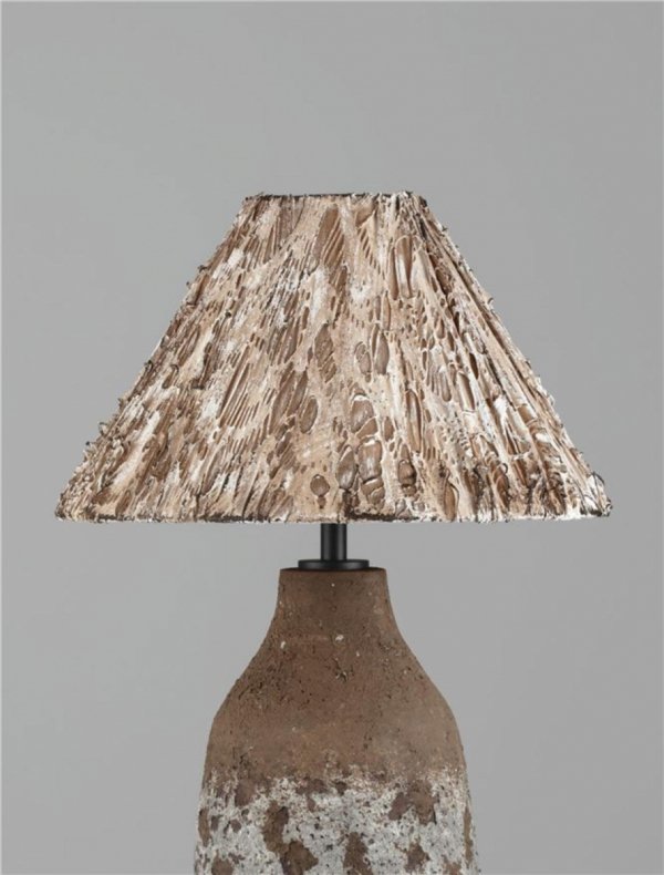 Lampka stołowa nocna ceramiczna tkaninowy abażur boho rustykalna industrialna Luces Exclusivas