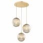 Lampa wisząca glamour 3 płomienna szklana szary lister kule różne wysokości złota na okrągłej podsufitce PALOMA 6312 Argon 