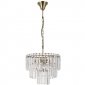 Lampa Wisząca Kryształowa Brąz Antyczny Przeźroczysty Kryształ BUENA PND-22320-4-ABR ITALUX 