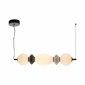 Nowoczesna podłużna lampa wisząca LED czarno szary klosz z ceramiki szklane białe kule BALOS PND-94921-3A-BK Italux nad wyspę stół Art Deco 