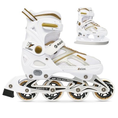 Rolki z wymienną płozą Raven Pulse (white/gold)