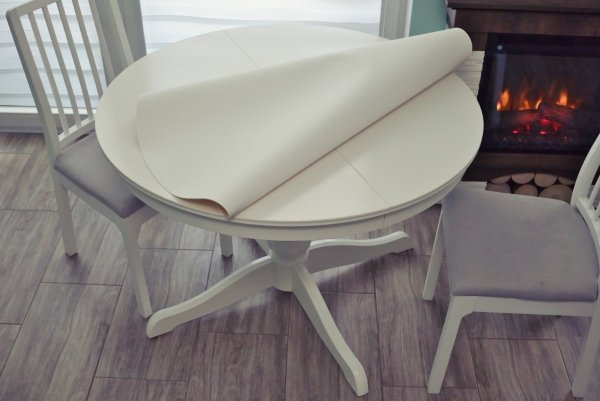Mata podkładka na stół biurko PCV biała fi 90 cm okrągła 2,6 mm