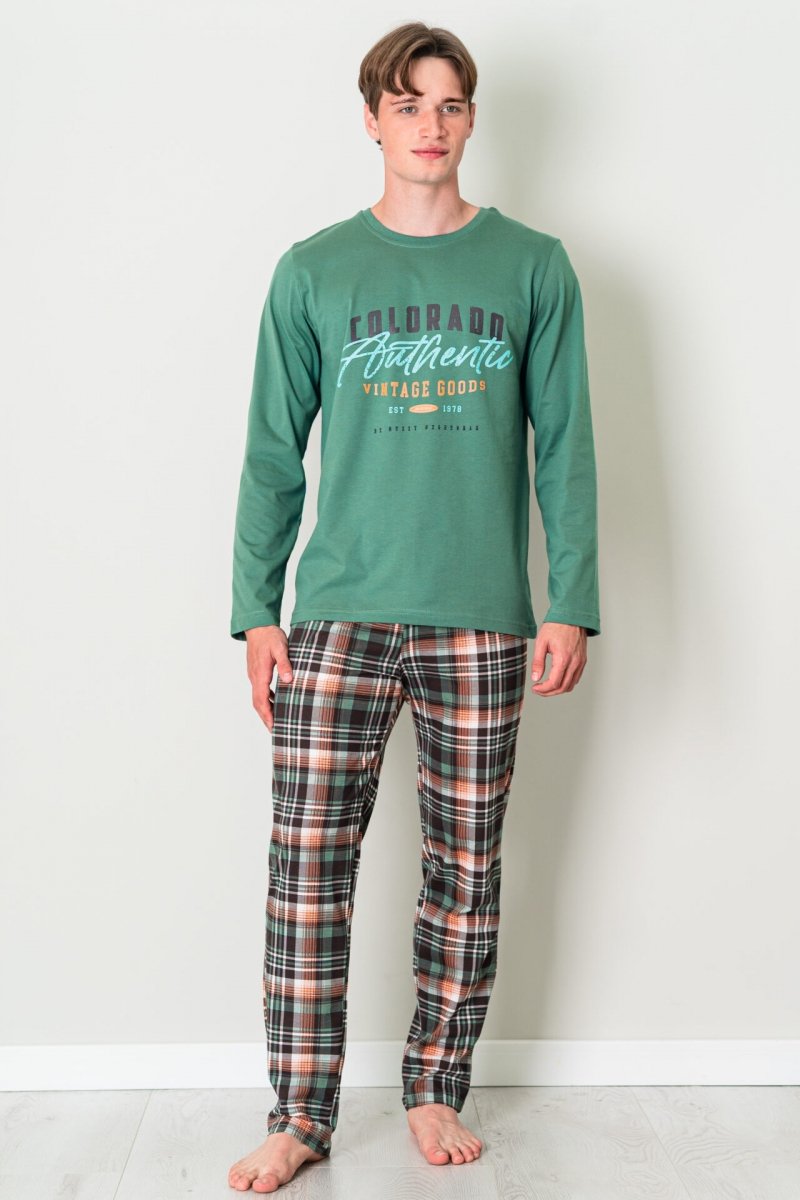 MUZZY męska COLORADO ze spodniami w zielono-pomarańczową kratę R: