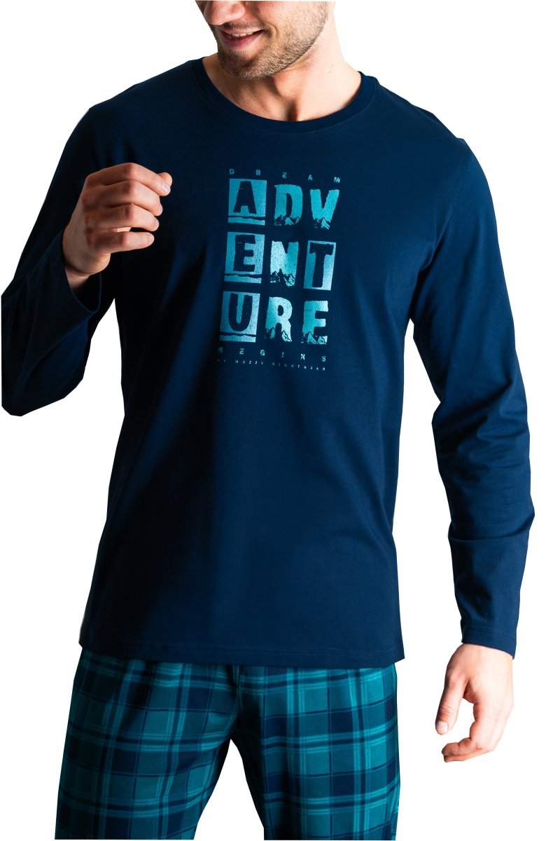 MUZZY Piżama męska ADVENTURE długie spodnie krata  R: