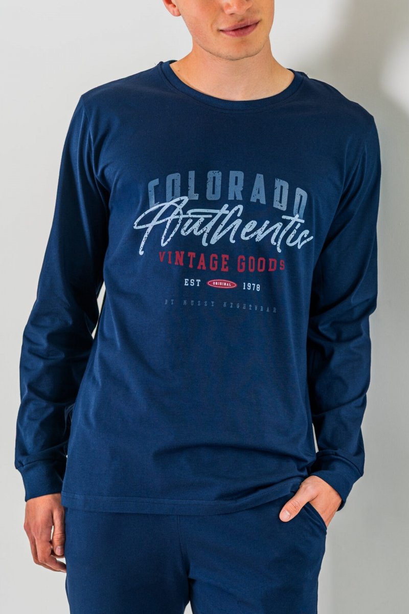 MUZZY Piżama męska COLORADO  z kieszeniami i ściągaczami R: