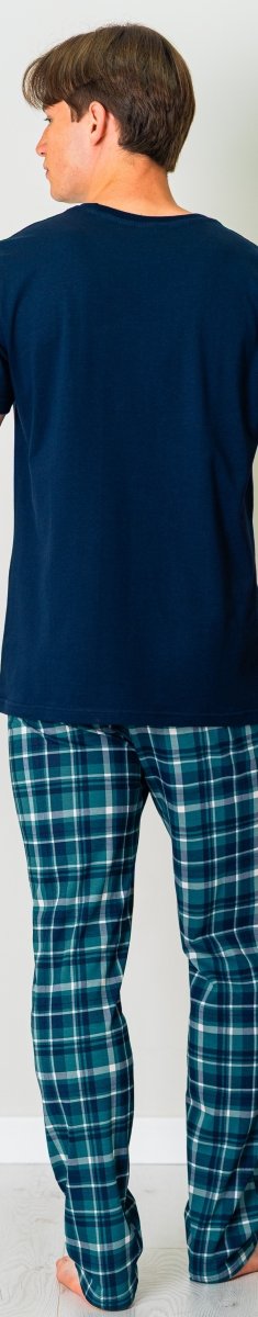 MUZZY Piżama męska SIGNATURE długie spodnie długi rękaw kolor granat R: