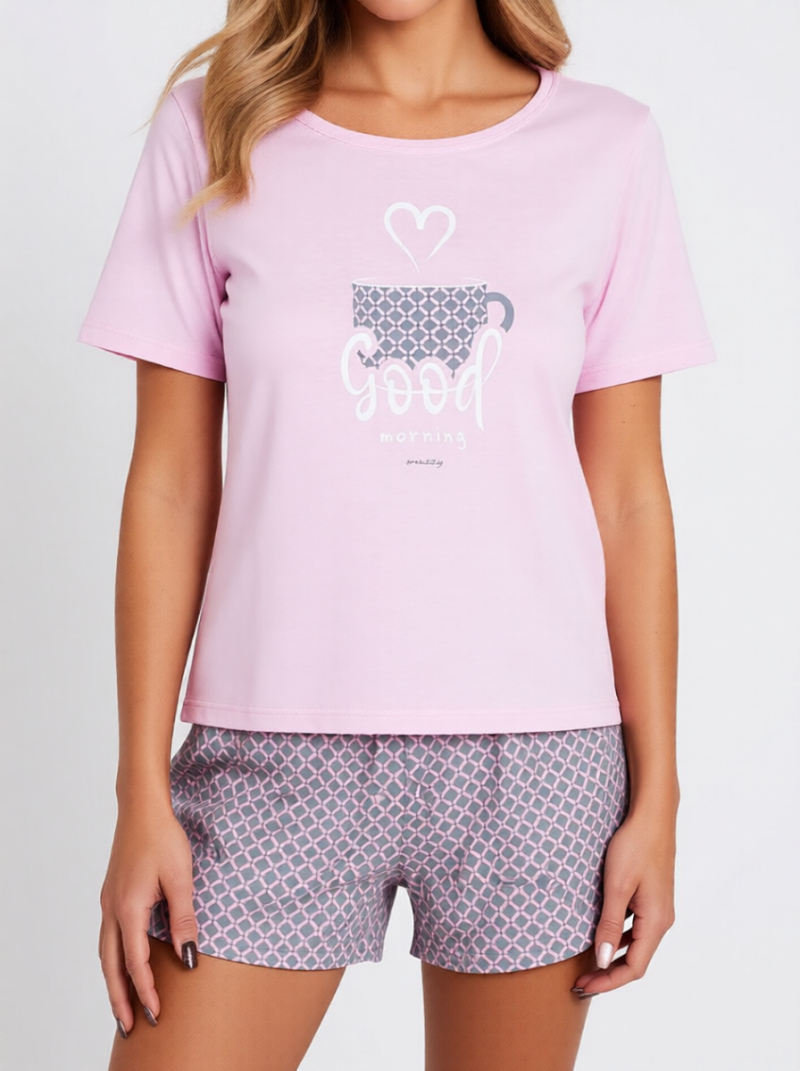 MUZZY Piżama Damska KUBEK krótki rękawek i krótkie spodnie  R: