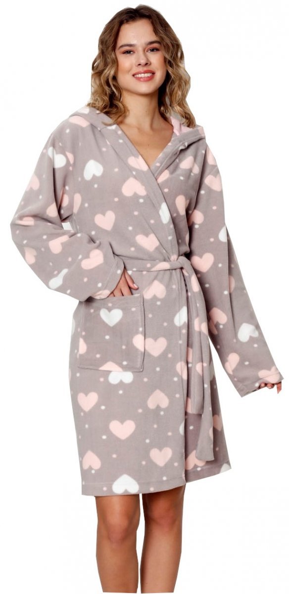 Szlafrok damski z polaru SERCA popiel R: