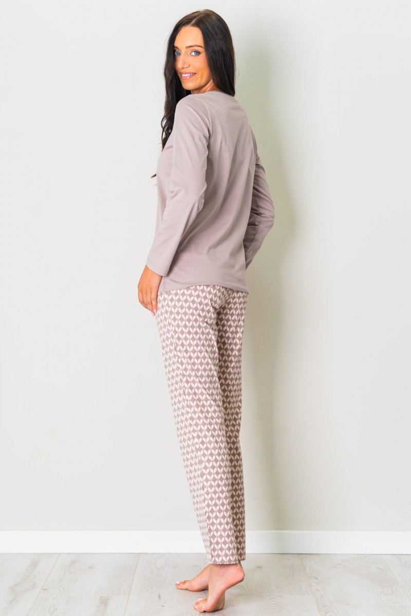 MUZZY Piżama damska ONLY beż długi rękaw i długie spodnie R: