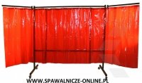 Parawan spawalniczy z ramionami OPEN WELD SOLID 3700x1900 mm z kurtynami foliowymi 