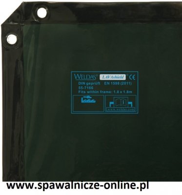 WELDAS-Ekran spawalniczy jednoczęściowy z regulacją COMBOframe 1,8x1,8 m (55-8668, 55-7166) ciemna zieleń