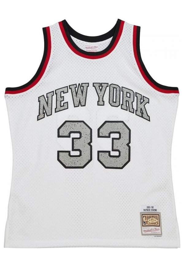 Mitchell &amp; Ness koszulka męska NBA Cracked Cement Swingman Jersey Knicks 1991 Patrick Ewing TFSM5934-NYK91PEWWHIT